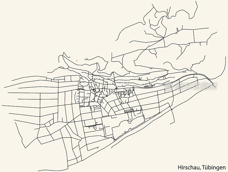 Street roads map of the HIRSCHAU DISTRICT, TÜBINGEN
